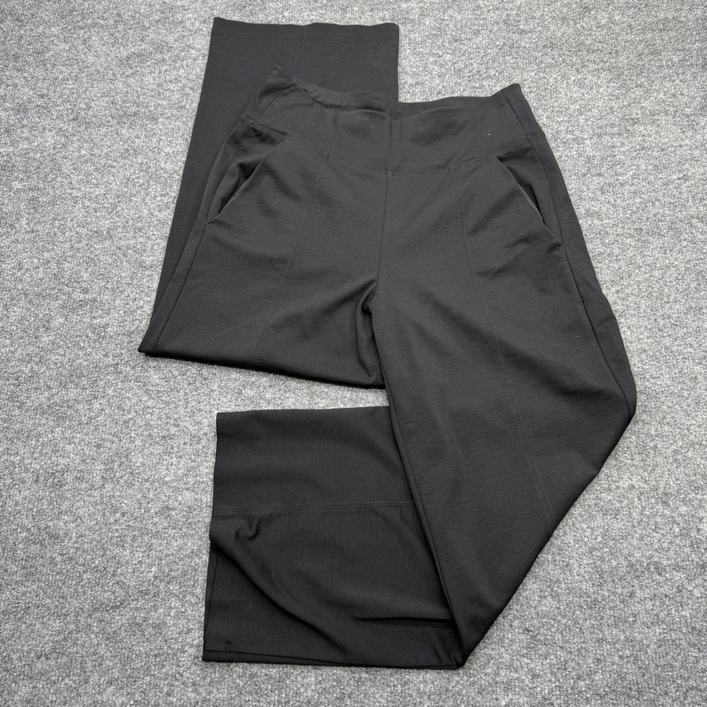 Athleta Black Wide Leg Seam Detail Tencel Blend Pants XS High Rise Pockets